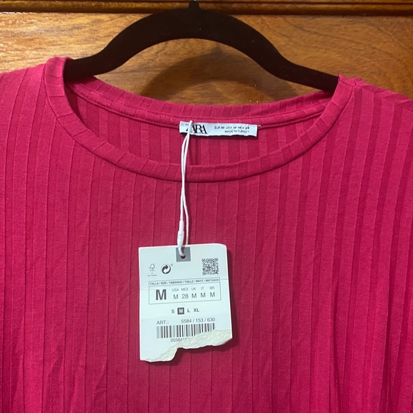 Zara ribbed long sleeve pink maxi dress NWT - Picture 2 of 3
